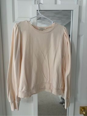 Z Supply Puff Sleeve Pullover in Pale Peach Cream
